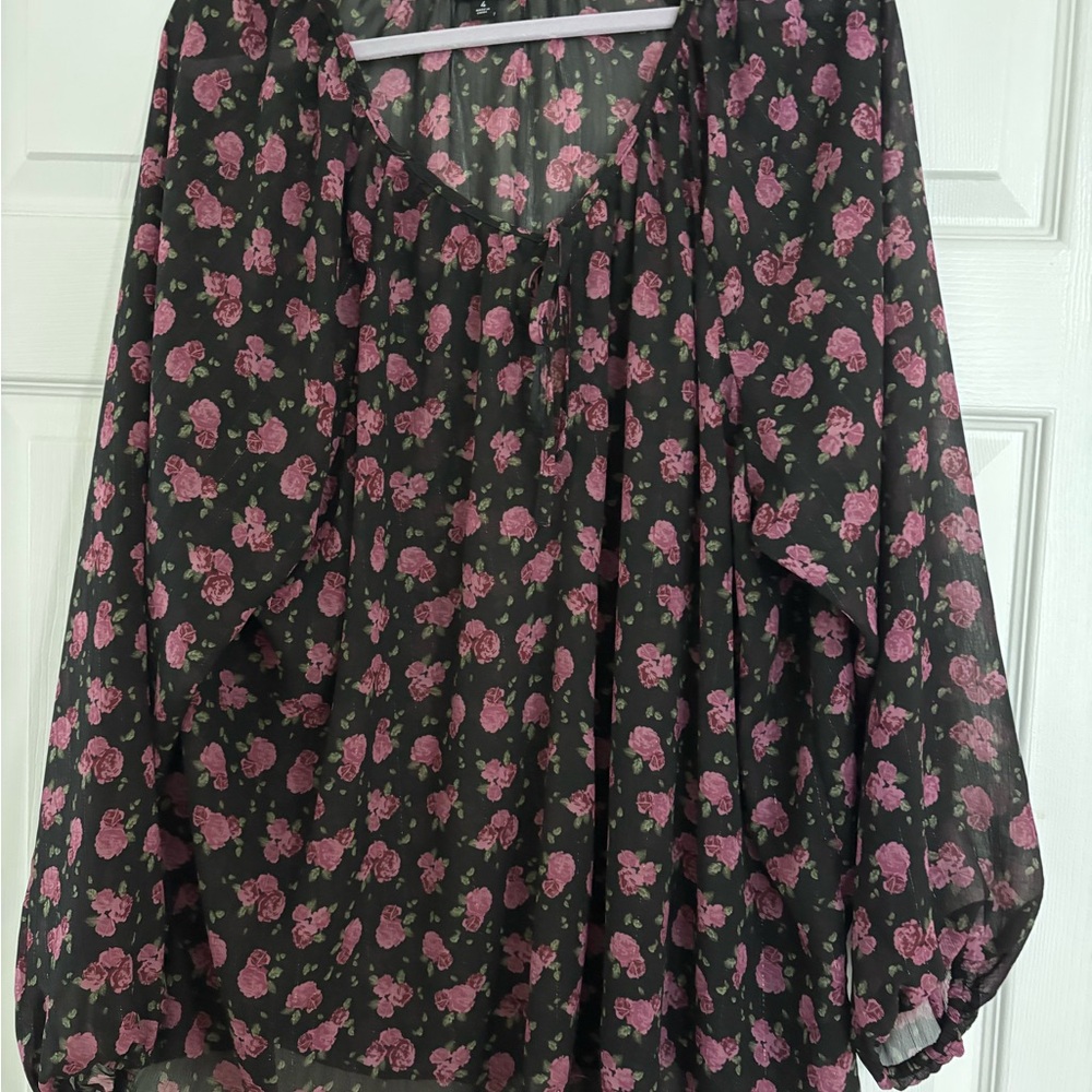 Torrid Floral Black and Pink Women's Top